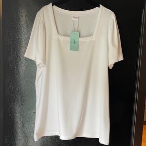 NEW! White Square Neck Short Sleeve Top
